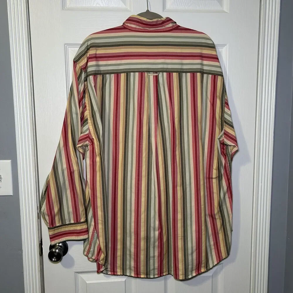 Stäte·ments Shirt Men's 2XL Multicolor Stripe Button Down Long Sleeve Cotton